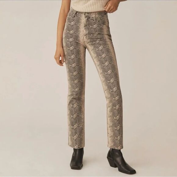 MOTHER Denim - NWT MOTHER Hustler Flood High-Rise Snake Print Jeans Anthropologie Size 26